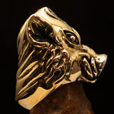 Heavy Excellent crafted Biker Ring Boar Wild Pig - antiqued Brass - BikeRing4u