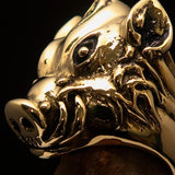 Heavy Excellent crafted Biker Ring Boar Wild Pig - antiqued Brass - BikeRing4u