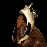 Excellent crafted happy sleeping Cat Pinky Ring - antiqued Brass - BikeRing4u