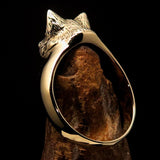 Excellent crafted happy sleeping Cat Pinky Ring - antiqued Brass - BikeRing4u