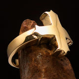 Excellent crafted minimalistic Coptic Cross Ring - mirror polished Brass - BikeRing4u