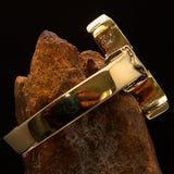 Excellent crafted minimalistic Coptic Cross Ring - mirror polished Brass - BikeRing4u