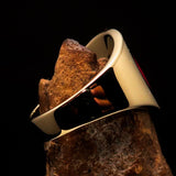 Excellent crafted Men's big red Egyptian Ankh Cross Ring - solid Brass - BikeRing4u