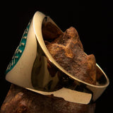 Excellent crafted Men's green Templar Knights Seal Ring - solid Brass - BikeRing4u