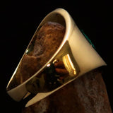 Excellent crafted Men's green Fleur de Lis Seal Pinky Ring - solid Brass - BikeRing4u