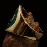 Excellent crafted Men's green Fleur de Lis Seal Pinky Ring - solid Brass - BikeRing4u