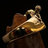 Men's Outlaw Pinky Ring Biker on Chopper - antiqued Brass - BikeRing4u