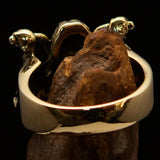 Men's Outlaw Pinky Ring Biker on Chopper - antiqued Brass - BikeRing4u