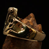 Men's Outlaw Pinky Ring Biker on Chopper - antiqued Brass - BikeRing4u