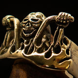Men's Outlaw Pinky Ring Biker on Chopper - antiqued Brass - BikeRing4u