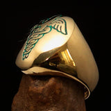Excellent crafted Men's Green Medical Doctor Seal Ring - solid Brass - BikeRing4u