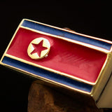 Perfectly crafted Men's Flag Ring North Korea - solid Brass - BikeRing4u