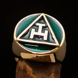Excellent crafted ancient Men's green Masonic Pinky Ring - Solid Brass - BikeRing4u