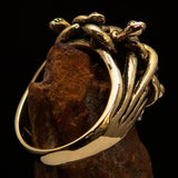 Excellent crafted Men's Medusa Head Skull Ring - antiqued Brass - BikeRing4u
