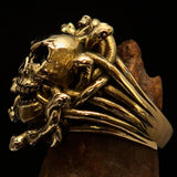 Excellent crafted Men's Medusa Head Skull Ring - antiqued Brass - BikeRing4u