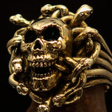 Excellent crafted Men's Medusa Head Skull Ring - antiqued Brass - BikeRing4u