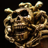 Excellent crafted Men's Medusa Head Skull Ring - antiqued Brass - BikeRing4u