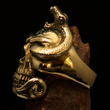 Excellent crafted Men's green 1% Snake Skull Outlaw Biker Ring - solid Brass - BikeRing4u