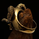 Excellent crafted Men's green 1% Ram Skull Outlaw Biker Ring - Solid Brass - BikeRing4u