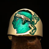 Excellent crafted Men's green National Flag Ring Corsica - solid Brass - BikeRing4u