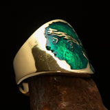 Excellent crafted Men's green National Flag Ring Corsica - solid Brass - BikeRing4u