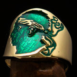 Excellent crafted Men's green National Flag Ring Corsica - solid Brass - BikeRing4u