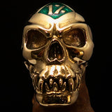 Excellent crafted Men's green 1% Zombie Skull Outlaw Biker Ring - solid Brass - BikeRing4u