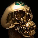 Excellent crafted Men's green 1% Zombie Skull Outlaw Biker Ring - solid Brass - BikeRing4u