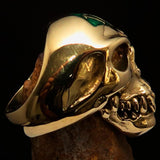 Excellent crafted Men's green 1% Zombie Skull Outlaw Biker Ring - solid Brass - BikeRing4u