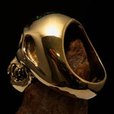 Excellent crafted Men's green 1% Zombie Skull Outlaw Biker Ring - solid Brass - BikeRing4u
