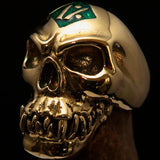 Excellent crafted Men's green 1% Zombie Skull Outlaw Biker Ring - solid Brass - BikeRing4u