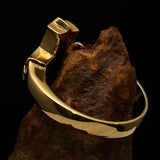 Excellent crafted green Men's ornamental Celtic Cross Ring - solid Brass - BikeRing4u