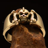 Excellent crafted Pony Tail Girly Skull Ring - antiqued Brass - BikeRing4u