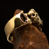 Excellent crafted Pony Tail Girly Skull Ring - antiqued Brass - BikeRing4u