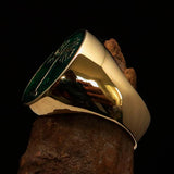 Excellent crafted Men's green oval Tree of Life Pinky Ring - Solid Brass - BikeRing4u