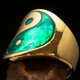 Excellent crafted Men's green Yin Yang Pinky Ring - Solid Brass - BikeRing4u