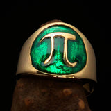 Excellent crafted Men's green Greek Letter PI Pinky Ring - Solid Brass - BikeRing4u