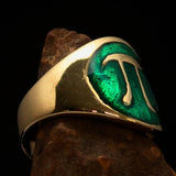 Excellent crafted Men's green Greek Letter PI Pinky Ring - Solid Brass - BikeRing4u
