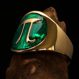 Excellent crafted Men's green Greek Letter PI Pinky Ring - Solid Brass - BikeRing4u