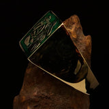 Excellent crafted Men's green 3 Monkeys Pinky Ring - Solid Brass - BikeRing4u