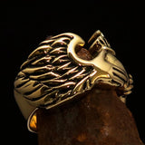 Excellent crafted Claddagh winged heart and Crown Men's Ring - Solid Brass - BikeRing4u