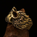 Excellent crafted Claddagh winged heart and Crown Men's Ring - Solid Brass - BikeRing4u