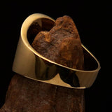 Perfectly crafted ancient Men's green Labrys double Axe Pinky Ring - Solid Brass - BikeRing4u