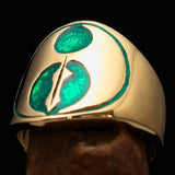 Perfectly crafted ancient Men's green Labrys double Axe Pinky Ring - Solid Brass - BikeRing4u