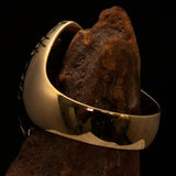 Ancient Christian Monogram Men's Cross Ring green Chi Rho XP - Solid Brass - BikeRing4u