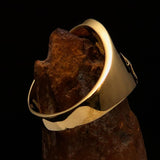 Men's ancient Square Compasses Masonic Pinky Ring Freemason G - shiny Brass - BikeRing4u