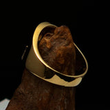 Men's ancient Square Compasses Masonic Pinky Ring Freemason G - shiny Brass - BikeRing4u