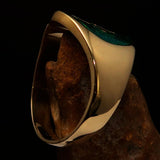 Well made Men's small green Egyptian Ankh Cross Pinky Ring - solid Brass - BikeRing4u