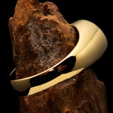 Perfectly crafted oval Initial Men's Pinky Ring black SON one word - Solid Brass - BikeRing4u