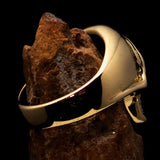 Excellent crafted Men's black 1% Flaming Skull Outlaw Ring red CZ Eyes Enamel - Solid Brass - BikeRing4u